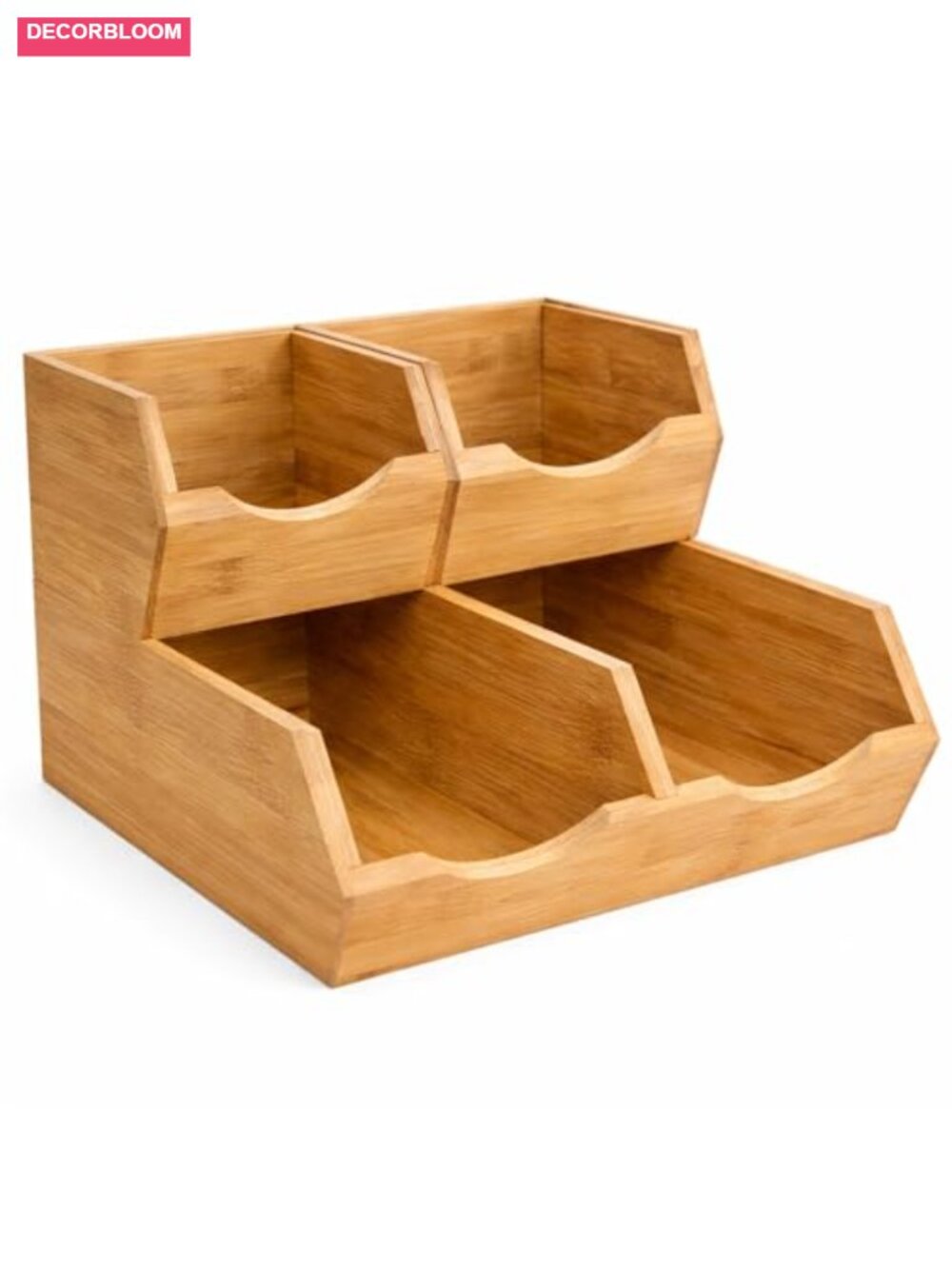 Bamboo Stackable Pantry Storage Bins Set of 3 Potato Onion Produce Organizer